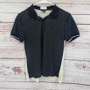 G/FORE Golf Polo Shirt Womens Black White Polka Dot Short Sleeve Athletic